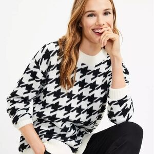Lou & Grey Loft Houndstooth Women's Oversized Tunic Sweater SIZE S